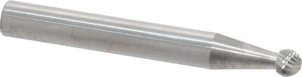 SGS Pro - 3/16" Cut Diam, 1/4" Shank Diam, Ball Head Single Cut Burr - Carbide, Radius End, 1/8" LOC - Makers Industrial Supply