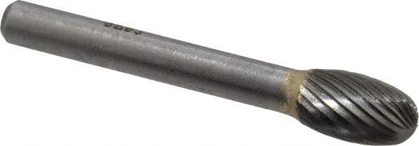 SGS Pro - 3/8" Cut Diam, 1/4" Shank Diam, Oval Head Single Cut Burr - Carbide, Radius End, 5/8" LOC - Makers Industrial Supply