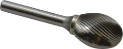 SGS Pro - 3/4" Cut Diam, 1/4" Shank Diam, Oval Head Single Cut Burr - Carbide, Radius End, 1" LOC - Makers Industrial Supply