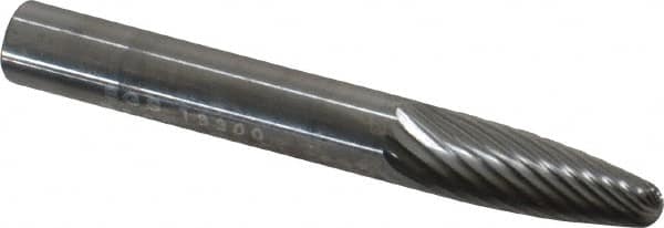 SGS Pro - 1/4" Cut Diam, 1/4" Shank Diam, Tree Head Single Cut Burr - Carbide, Radius End, 3/4" LOC - Makers Industrial Supply