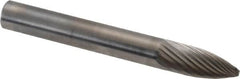 SGS Pro - 1/4" Cut Diam, 1/4" Shank Diam, Tree Head Single Cut Burr - Carbide, Point End, 5/8" LOC, 2" OAL - Makers Industrial Supply