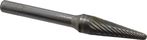 SGS Pro - 3/8" Cut Diam, 1/4" Shank Diam, Taper Head Single Cut Burr - Carbide, Radius End, 1-1/16" LOC - Makers Industrial Supply