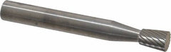 SGS Pro - 1/4" Cut Diam, 1/4" Shank Diam, Inverted Cone Head Single Cut Burr - Carbide, Flat End, 5/16" LOC - Makers Industrial Supply