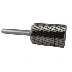 SGS Pro - 5/8" Cut Diam, 1/4" Shank Diam, Cylinder Head Double Cut Burr - Carbide, Flat End, 1" LOC, 2-3/4" OAL - Makers Industrial Supply