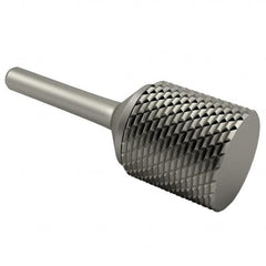 SGS Pro - 1" Cut Diam, 1/4" Shank Diam, Cylinder Head Double Cut Burr - Carbide, Flat End, 1" LOC, 2-3/4" OAL - Makers Industrial Supply