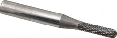 SGS Pro - 5/32" Cut Diam, 1/4" Shank Diam, Cylinder with Radius Head Double Cut Burr - Carbide, Radius End, 5/8" LOC - Makers Industrial Supply