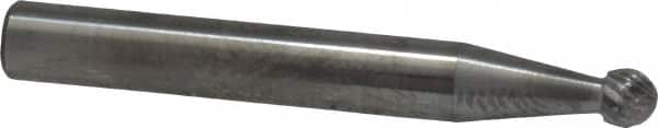 SGS Pro - 3/16" Cut Diam, 1/4" Shank Diam, Ball Head Double Cut Burr - Carbide, Radius End, 1/8" LOC - Makers Industrial Supply