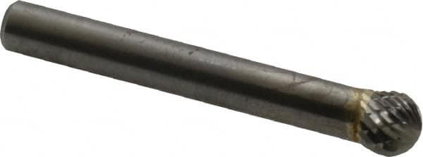 SGS Pro - 5/16" Cut Diam, 1/4" Shank Diam, Ball Head Double Cut Burr - Carbide, Radius End, 1/4" LOC - Makers Industrial Supply