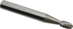 SGS Pro - 3/16" Cut Diam, 1/4" Shank Diam, Oval Head Double Cut Burr - Carbide, Radius End, 5/16" LOC - Makers Industrial Supply