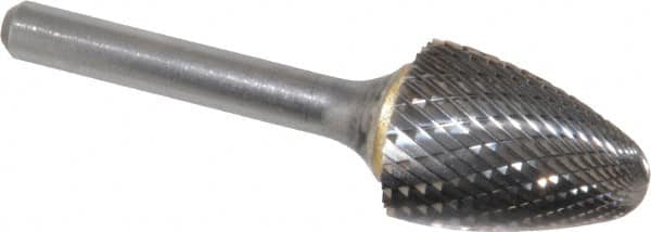 SGS Pro - 3/4" Cut Diam, 1/4" Shank Diam, Tree with Radius Head Double Cut Burr - Carbide, Radius End, 1" LOC - Makers Industrial Supply