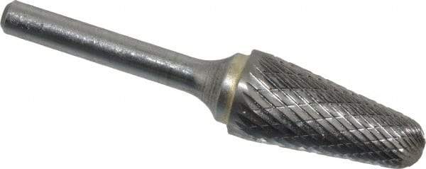 SGS Pro - 5/8" Cut Diam, 1/4" Shank Diam, Taper Head Double Cut Burr - Carbide, Radius End, 1-3/16" LOC - Makers Industrial Supply