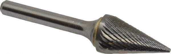 SGS Pro - 5/8" Cut Diam, 1/4" Shank Diam, Cone Head Double Cut Burr - Carbide, Point End, 1" LOC - Makers Industrial Supply