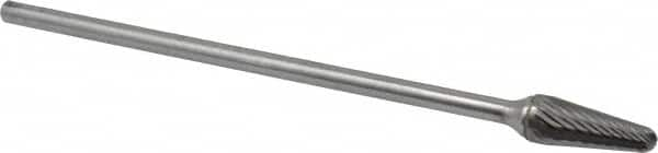 SGS Pro - 1/2" Cut Diam, 1/4" Shank Diam, Taper Head Single Cut Burr - Carbide, Radius End, 1-1/8" LOC - Makers Industrial Supply