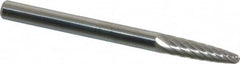 SGS Pro - 1/8" Cut Diam, 1/8" Shank Diam, Tree with Radius Head Single Cut Burr - Carbide, Radius End, 1/2" LOC, 1-1/2" OAL - Makers Industrial Supply