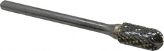 SGS Pro - 1/4" Cut Diam, 1/8" Shank Diam, Cylinder with Radius Head Double Cut Burr - Carbide, Radius End, 1/2" LOC, 2-15/16" OAL - Makers Industrial Supply