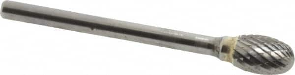 SGS Pro - 1/4" Cut Diam, 1/8" Shank Diam, Oval Head Double Cut Burr - Carbide, Radius End, 3/8" LOC - Makers Industrial Supply