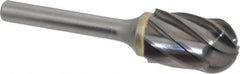 SGS Pro - 5/8" Cut Diam, 1/4" Shank Diam, Cylinder with Radius Head Single Cut Burr - Carbide, Radius End, 1" LOC, 2-3/4" OAL - Makers Industrial Supply