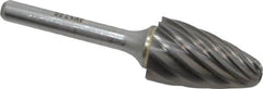 SGS Pro - 3/4" Cut Diam, 1/4" Shank Diam, Tree with Radius Head Single Cut Burr - Carbide, Radius End, 1-1/4" LOC, 3" OAL - Makers Industrial Supply