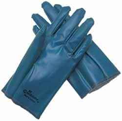 MCR Safety - Size XL (10) Nitrile Coated Cotton Interlock General Protection Work Gloves - For General Purpose, Fully Coated, Slip-On Cuff, Full Fingered, White/Blue/Dark Blue, Paired - Makers Industrial Supply