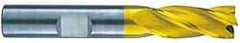 RobbJack - 9/16" Diam, 1-1/4" LOC, 4 Flute Solid Carbide Roughing & Finishing Square End Mill - TiN Finish, 3-1/2" OAL, 9/16" Shank Diam, Straight Shank, 30° Helix, Centercutting, Regular Length - Makers Industrial Supply