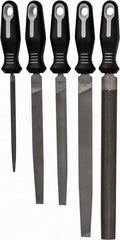 Nicholson - 5 Piece American Pattern File Set - 6", 8", 10" Long, Bastard Coarseness, Set Includes Flat, Half Round, Mill, Slim Taper - Makers Industrial Supply