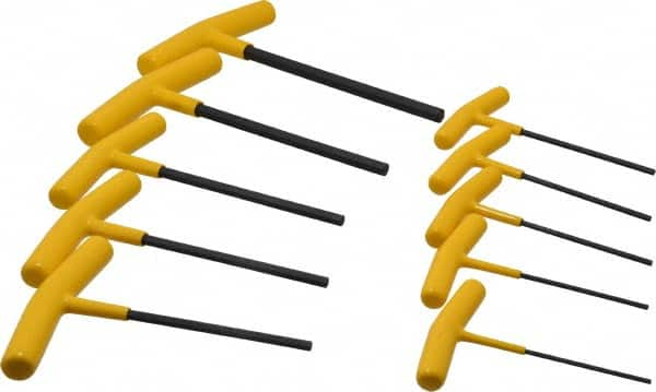 Bondhus - 10 Piece T-Handle Hex Key Set - Hex Range 3/32 to 3/8", Protanium High Torque Steel - Makers Industrial Supply