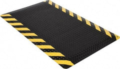 Wearwell - 5' Long x 3' Wide, Dry Environment, Anti-Fatigue Matting - Black with Yellow Chevron Borders, Vinyl with Nitrile Blend Base, Beveled on 4 Sides - Makers Industrial Supply