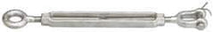 Made in USA - 1,200 Lb Load Limit, 3/8" Thread Diam, 6" Take Up, Stainless Steel Jaw & Eye Turnbuckle - 7-1/8" Body Length, 9/16" Neck Length, 12" Closed Length - Makers Industrial Supply