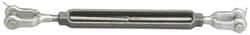 Made in USA - 1,200 Lb Load Limit, 3/8" Thread Diam, 6" Take Up, Stainless Steel Jaw & Jaw Turnbuckle - 7-1/8" Body Length, 9/16" Neck Length, 12" Closed Length - Makers Industrial Supply