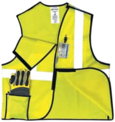 OccuNomix - Size 3XL High Visibility Yellow Solid Breakaway Vest - 52 to 54" Chest, ANSI 107-2015, Hook & Loop Closure, 3 Pockets, Polyester - Makers Industrial Supply