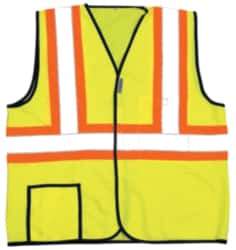 OccuNomix - Size 4XL High Visibility Yellow Solid General Purpose Vest - 56 to 58" Chest, ANSI 107-2015, Hook & Loop Closure, 2 Pockets, Polyester - Makers Industrial Supply