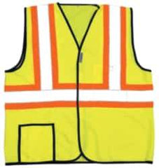 OccuNomix - Size L High Visibility Yellow Solid General Purpose Vest - 40 to 42" Chest, ANSI 107-2015, Hook & Loop Closure, 2 Pockets, Polyester - Makers Industrial Supply