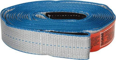 Lift-All - 20' Long x 2" Wide, 5,300 Lb Basket Capacity, 5,300 Lb Vertical Capacity, 1 Ply, Nylon Web Sling - Silver (Color) with Blue Edges - Makers Industrial Supply