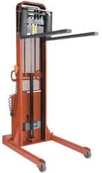 Wesco Industrial Products - 2,000 Lb Capacity, 64" Lift Height, Battery Operated Lift - 1-1/2" Lowered Height, 15" Load Center, 25" Fork Length, 26" Overall Width - Makers Industrial Supply