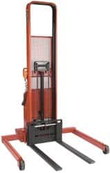 Wesco Industrial Products - 1,500 Lb Capacity, 76" Lift Height, Battery Operated Lift - 1-1/2" Lowered Height, 24" Load Center, 42" Fork Length - Makers Industrial Supply