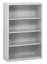 Tennsco - 4 Shelf, 52" High x 34-1/2" Wide Bookcase - 13-1/2" Deep, Steel, Putty - Makers Industrial Supply