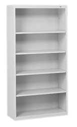 Tennsco - 5 Shelf, 66" High x 34-1/2" Wide Bookcase - 13-1/2" Deep, Steel, Putty - Makers Industrial Supply