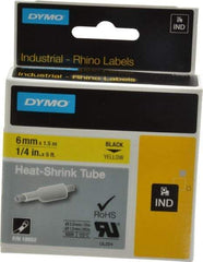 Dymo - 60" Long, Yellow Heat Shrinkable Polyolefin Heat Shrink Tubing - For RhinoPRO 3000 - Makers Industrial Supply