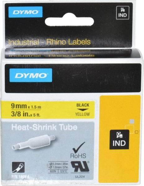 Dymo - 60" Long, Yellow Heat Shrinkable Polyolefin Heat Shrink Tubing - For RhinoPRO 3000 - Makers Industrial Supply