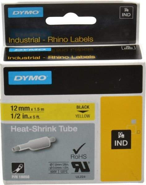 Dymo - 60" Long, Yellow Heat Shrinkable Polyolefin Heat Shrink Tubing - For RhinoPRO 3000 - Makers Industrial Supply