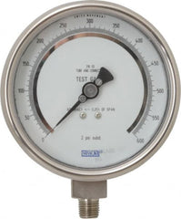 Wika - 4" Dial, 1/4 Thread, 0-600 Scale Range, Pressure Gauge - Lower Connection Mount, Accurate to 0.25% of Scale - Makers Industrial Supply