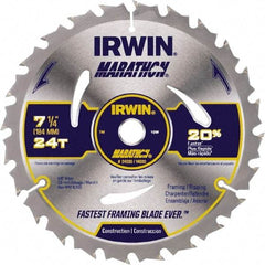 Irwin - 6-1/2" Diam, 5/8" Arbor Hole Diam, 18 Tooth Wet & Dry Cut Saw Blade - Carbide-Tipped, Framing & Ripping Action, Standard Round Arbor - Makers Industrial Supply