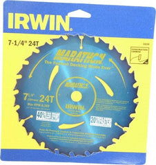 Irwin - 7-1/4" Diam, 5/8" Arbor Hole Diam, 24 Tooth Wet & Dry Cut Saw Blade - Carbide-Tipped, General Purpose Action, Diamond Arbor - Makers Industrial Supply