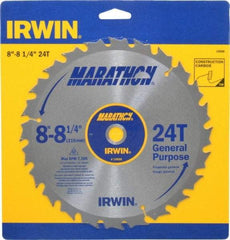 Irwin - 8-1/4" Diam, 5/8" Arbor Hole Diam, 24 Tooth Wet & Dry Cut Saw Blade - Carbide-Tipped, General Purpose Action, Diamond Arbor - Makers Industrial Supply