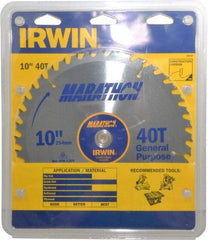 Irwin - 10" Diam, 5/8" Arbor Hole Diam, 40 Tooth Wet & Dry Cut Saw Blade - Carbide-Tipped, General Purpose Action, Standard Round Arbor - Makers Industrial Supply