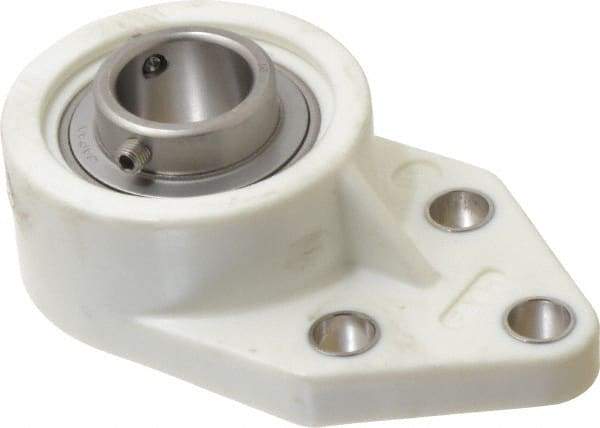 Value Collection - 1" ID, 1-3/8" OAL x 4-9/16" OAH 3 Bolt Flange Mounted Bearing - 1,764 Lb Static Cap, 3,147 Lb Dyn Cap, 1-5/8" Btw Mnt Hole Ctrs, Stainless Steel - Makers Industrial Supply