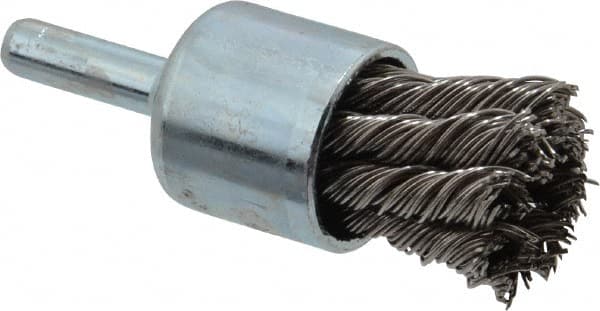 Anderson - 3/4" Brush Diam, Knotted, End Brush - 1/4" Diam Shank, 22,000 Max RPM - Makers Industrial Supply