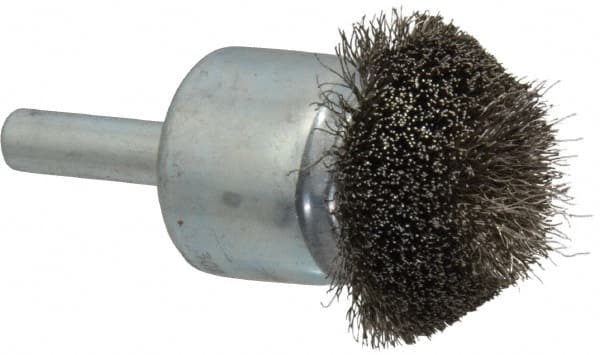 Anderson - 1-1/4" Brush Diam, Crimped, Flared End Brush - 1/4" Diam Shank, 20,000 Max RPM - Makers Industrial Supply