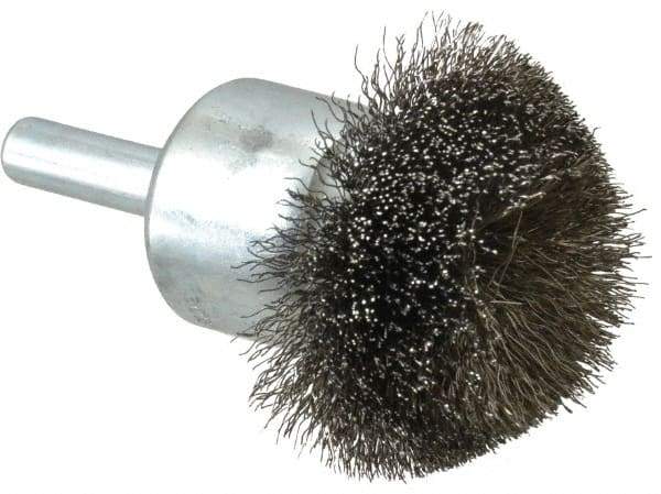 Anderson - 1-1/2" Brush Diam, Crimped, Flared End Brush - 1/4" Diam Shank, 20,000 Max RPM - Makers Industrial Supply