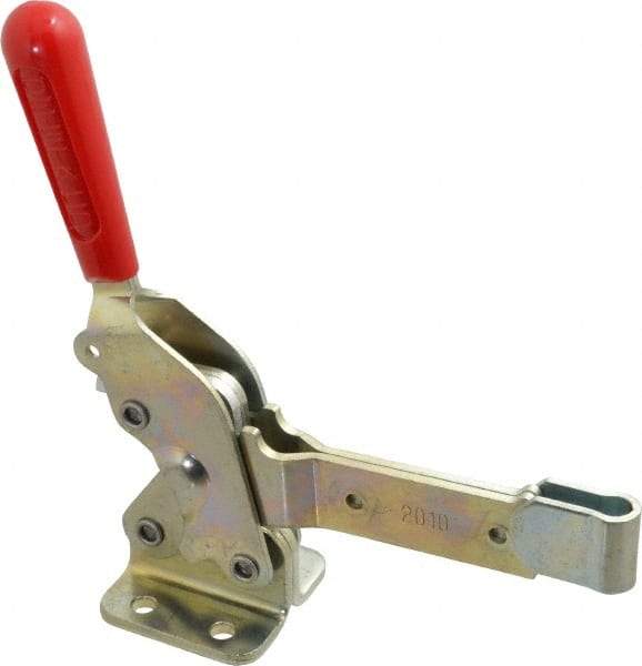 De-Sta-Co - 1,400 Lb Holding Capacity, Vertical Handle, Manual Hold Down Toggle Clamp - 66° Handle Movement, 78° Bar Opening, Solid Bar, Flanged Base, Electro-Plated Zinc, Carbon Steel - Makers Industrial Supply